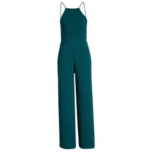 NWOT BLACK HALO Joaquin Wide Leg Jumpsuit In Green. Size 6